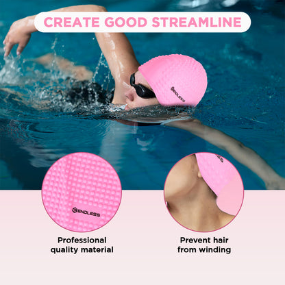 Endless EL1021 Comfortable Silicon Swimming Cap with Bubble Design | Elastic Waterproof Swimming Cap for Long and Short Hair with Thicker Edge | For Adults, Women and Men| Size:Free Size | Material : Silicon