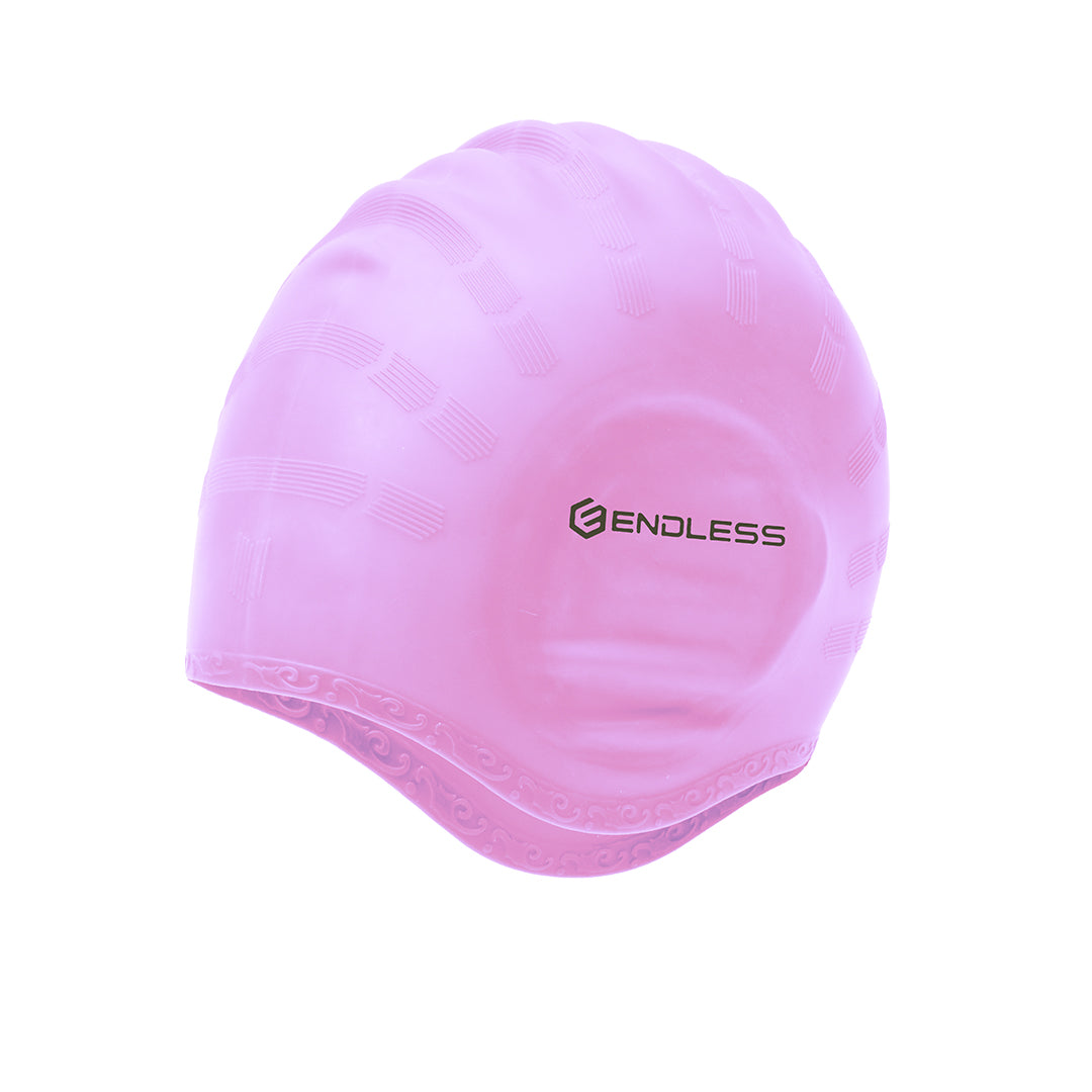 Endless EL1023 Comfortable Silicon Swimming Cap with Ergonomic Ear Pockets | Fully Elastic Waterproof Cap for Long and Short Hair with Thicker Edge | For Adults, Women and Men| Size: Free Size | Material : Silicon