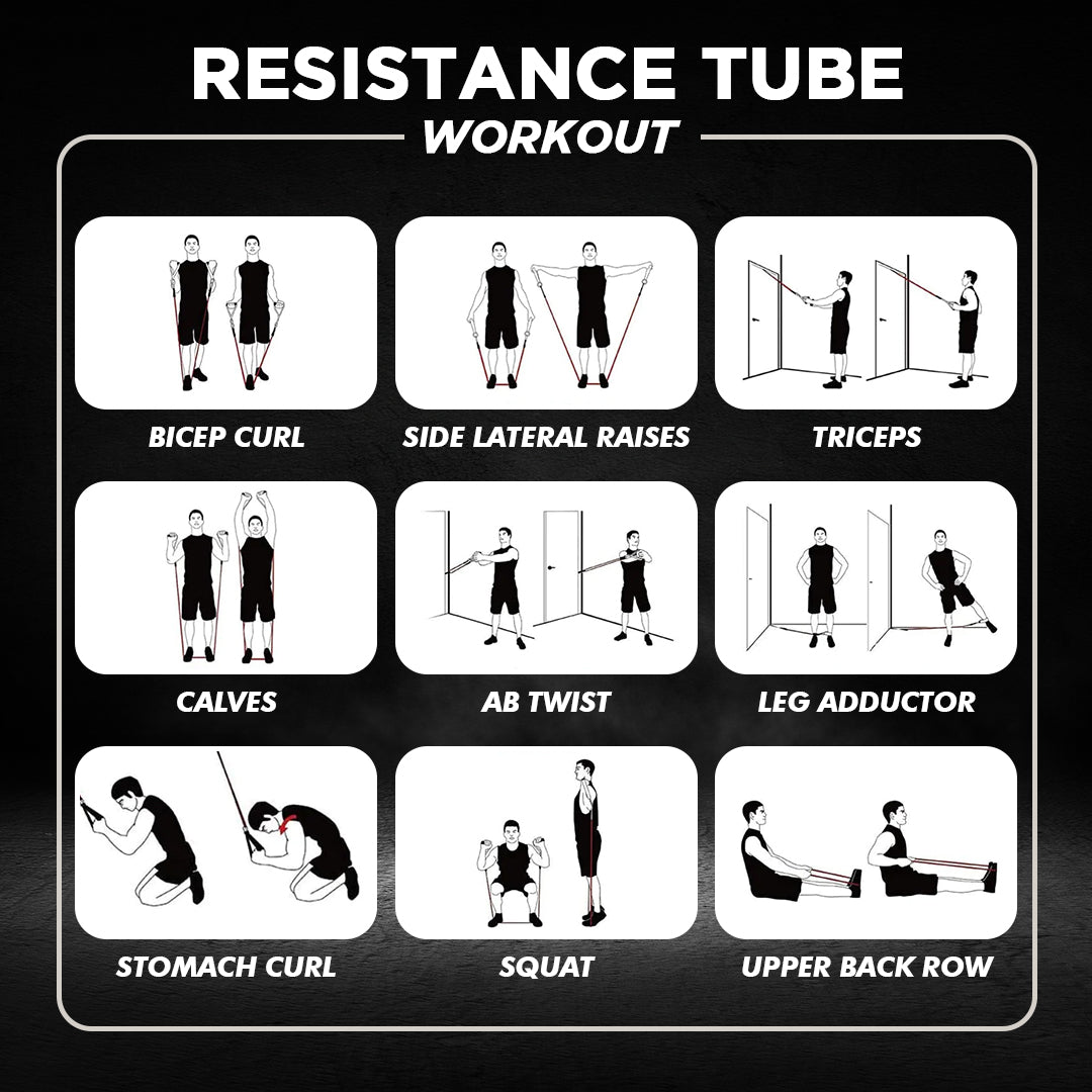 Endless EL1043 Toning Tubes Set of 5 with Different Resistance Levels | Multi Colour | Material : Natural Latex | With Door Anchor, Handles, Waterproof Carry Bag, Leg Ankle Straps for Men and Women