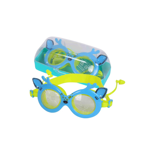 ENDLESS EL1003 Children Swimming Goggle with Anti-Fog and UV Protection | Material: Silicon, PU | Attached Ear Buds and Adjustable Strap | Soft Silicone Gasket for Leak Proof | With Hard Case