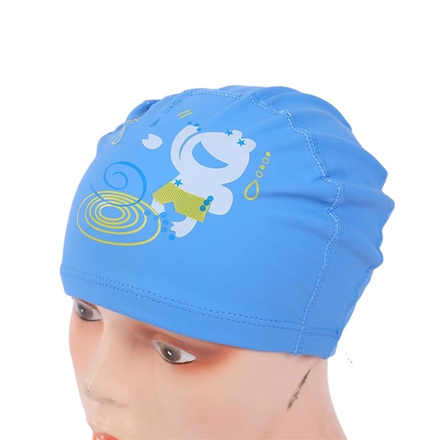 Endless EL1017 Comfortable PU Swimming Cap with Cartoon Design | Material : PU | Elastic Waterproof Swimming Cap for Long and Short Hair with Thicker Edge | For Children