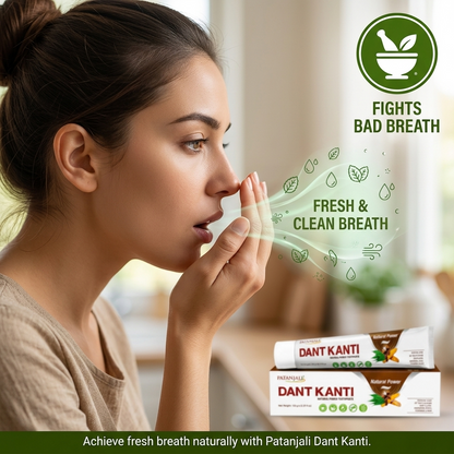 Patanjali Dant Kanti Natural Toothpaste 150 g / 5.29 fl oz | Herbal Ayurvedic Fluoride‑Free Toothpaste for Strong Teeth & Healthy Gums – Fresh Herbal Flavor - (Pack of 6)
