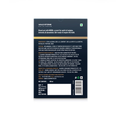 Wild Stone Hero Long Lasting Premium Perfume for Men | Eau de Parfum (EDP) | 100 ml / 3.4 Fl oz | Best Gift for Him l Premium Perfume for Men l Infused with Aromatic & Marine Notes