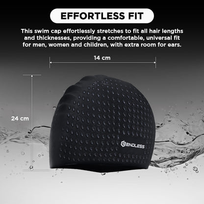 Endless EL1021 Comfortable Silicon Swimming Cap with Bubble Design | Elastic Waterproof Swimming Cap for Long and Short Hair with Thicker Edge | For Adults, Women and Men| Size:Free Size | Material : Silicon