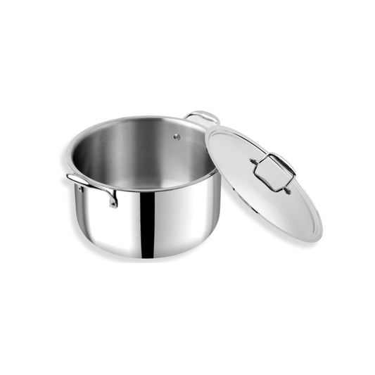 Vinod Platinum Triply Stainless Steel Biryani/Sauce Pot with Lid - 372 oz , 12 inches | Heavy Bottom | Multipurpose Cooking Pot | Riveted Handles | Induction & Gas Compatible