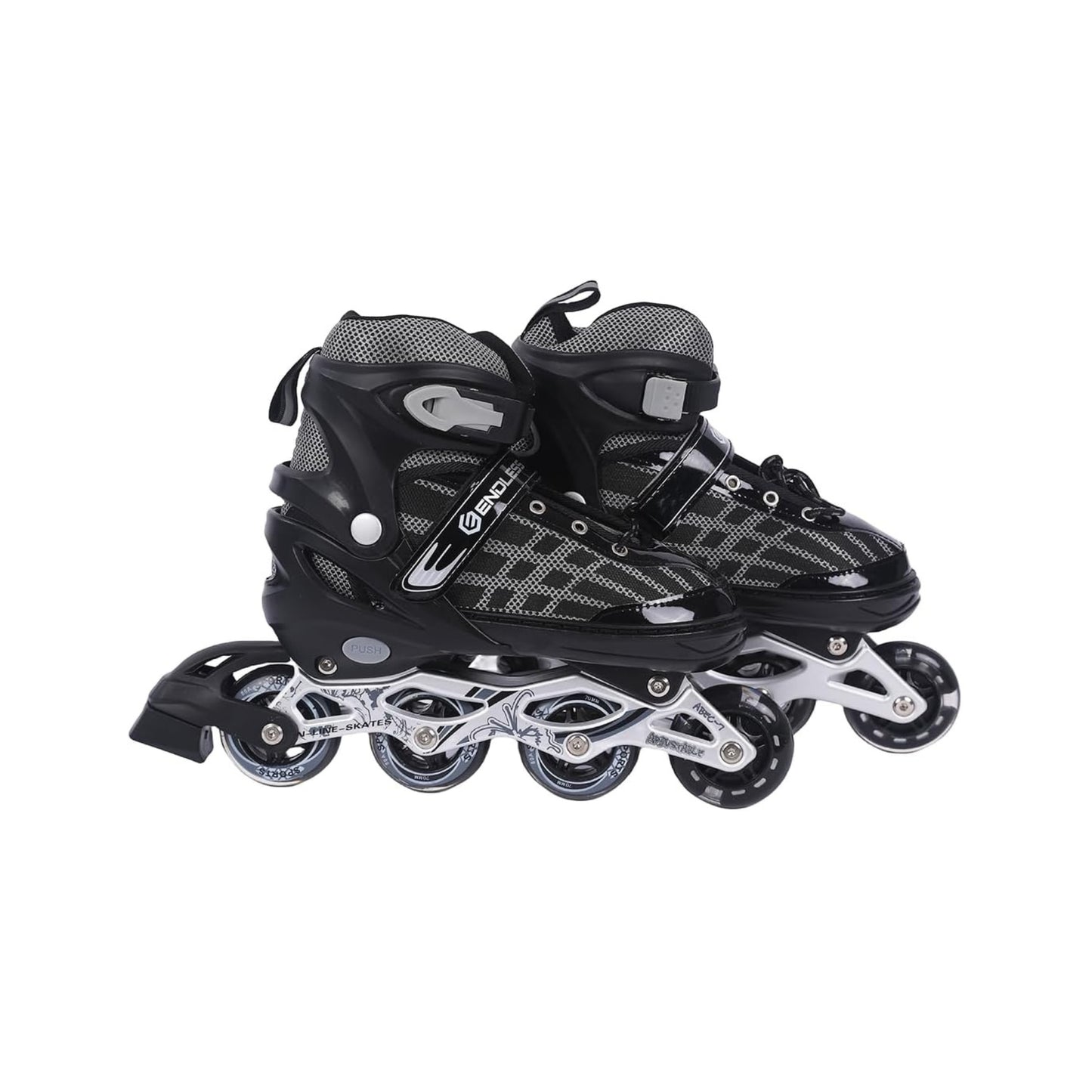 Endless EL1025 Inline Adjustable Skates Aluminium Chassis, 70mm PU Wheels, ABEC 7 Bearings, Flashing Front Wheel