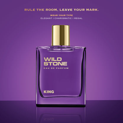 Wild Stone King Perfume for Men, 3.4oz | Long-Lasting Eau de Parfum | Notes of Grapefruit, Leather & Agarwood | Party Wear Scent | Premium Gift for Him | Active Lifestyle Fragrance