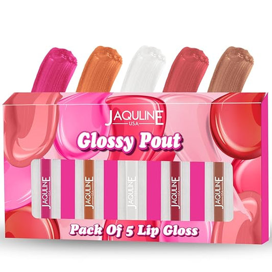 USA Glossy Pout Lip Gloss | Pack of 5 (1.2ml Each) | Long-Lasting Hydration, Smooth Texture & Moisturizing Formula for Soft, Shiny Lips