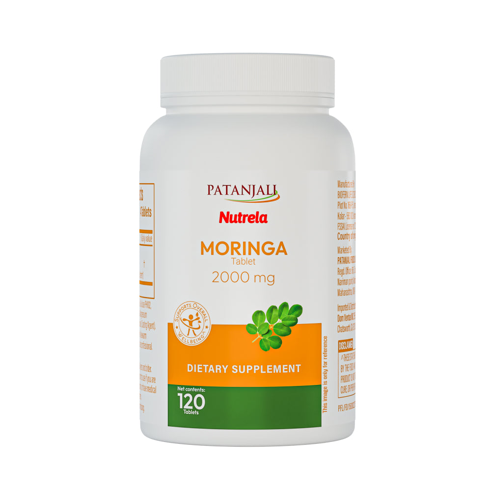 patanjali Nutrela Moringa Tablets 2000 mg | Natural Superfood Supplement for Energy, Immunity & Daily Wellness | 120 Vegetarian Tablets