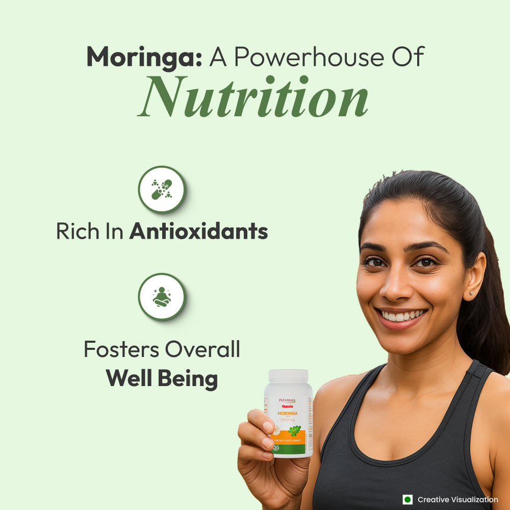 patanjali Nutrela Moringa Tablets 2000 mg | Natural Superfood Supplement for Energy, Immunity & Daily Wellness | 120 Vegetarian Tablets