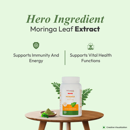 patanjali Nutrela Moringa Tablets 2000 mg | Natural Superfood Supplement for Energy, Immunity & Daily Wellness | 120 Vegetarian Tablets
