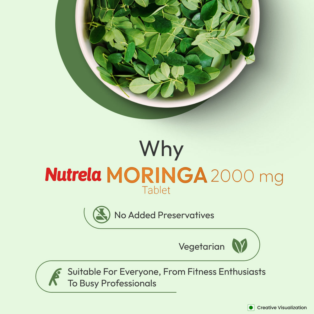 patanjali Nutrela Moringa Tablets 2000 mg | Natural Superfood Supplement for Energy, Immunity & Daily Wellness | 120 Vegetarian Tablets