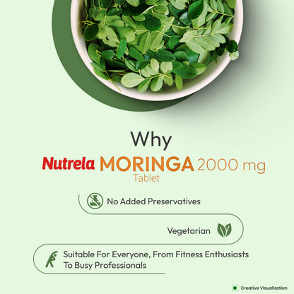 patanjali Nutrela Moringa Tablets 2000 mg | Natural Superfood Supplement for Energy, Immunity & Daily Wellness | 120 Vegetarian Tablets