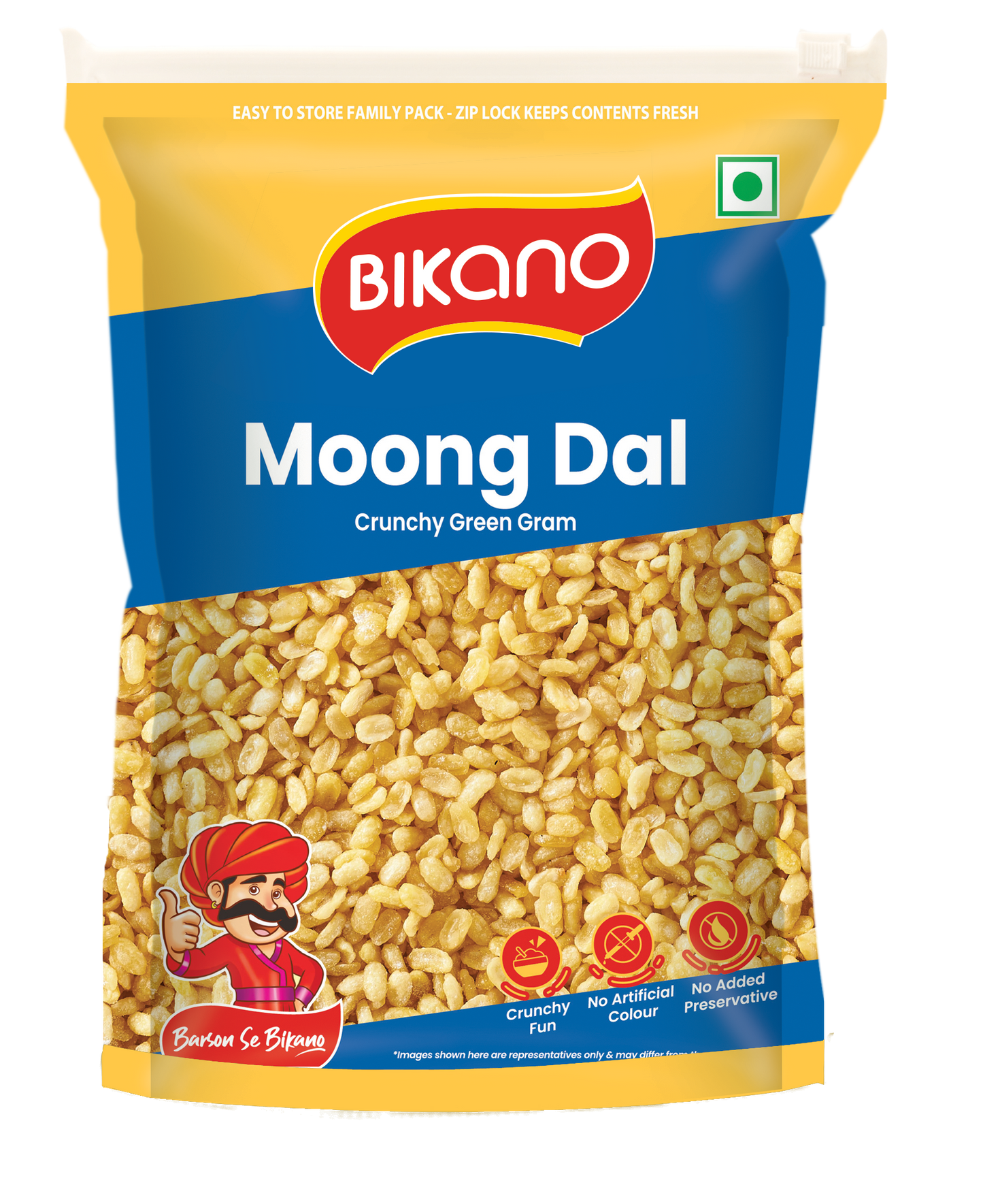Bikano Moong Dal | Crispy & Lightly Salted Namkeen | Made with Husked Green Gram | Perfect Tea-Time Snack | 350g