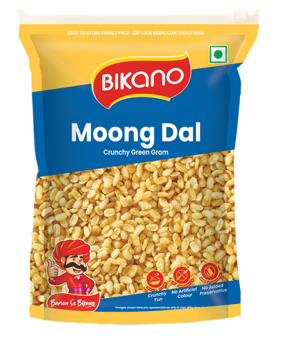 Bikano Moong Dal | Crispy & Lightly Salted Namkeen | Made with Husked Green Gram | Perfect Tea-Time Snack | 350g