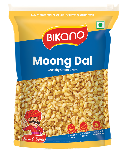 Bikano Moong Dal | Crispy & Lightly Salted Namkeen | Made with Husked Green Gram | Perfect Tea-Time Snack | 350g