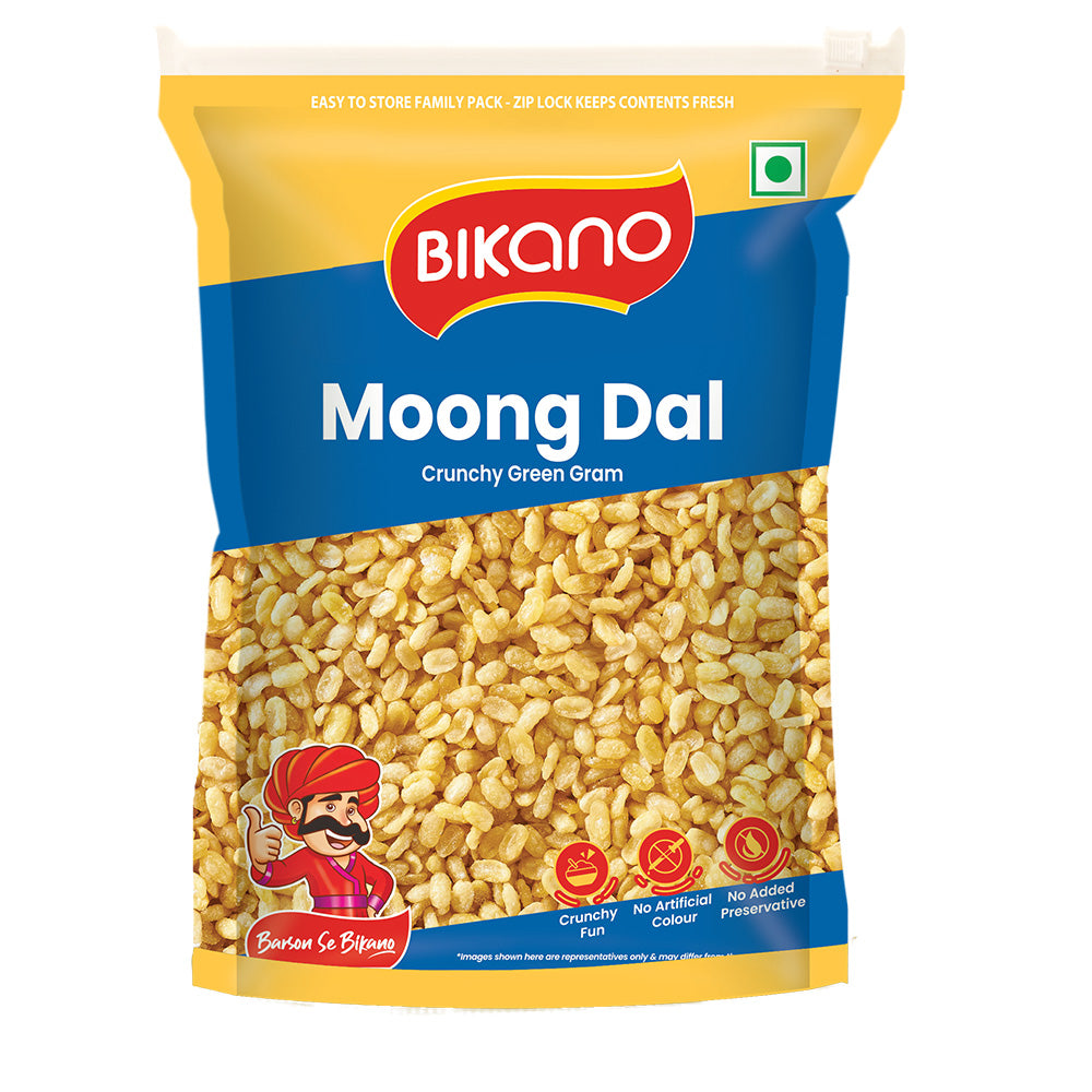 Bikano Moong Dal | Crispy & Lightly Salted Namkeen | Made with Husked Green Gram | Perfect Tea-Time Snack | 350g