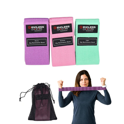ENDLESS EL1044 Resistance Loop Bands Set of 3 Pcs with Light, Medium and Heavy Resistance Level | Multi Color | Material: Cotton | for Squats, Stretching, Hip & Glute Heavy Workouts for Men & Women
