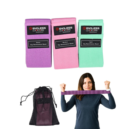ENDLESS EL1044 Resistance Loop Bands Set of 3 Pcs with Light, Medium and Heavy Resistance Level | Multi Color | Material: Cotton | for Squats, Stretching, Hip & Glute Heavy Workouts for Men & Women