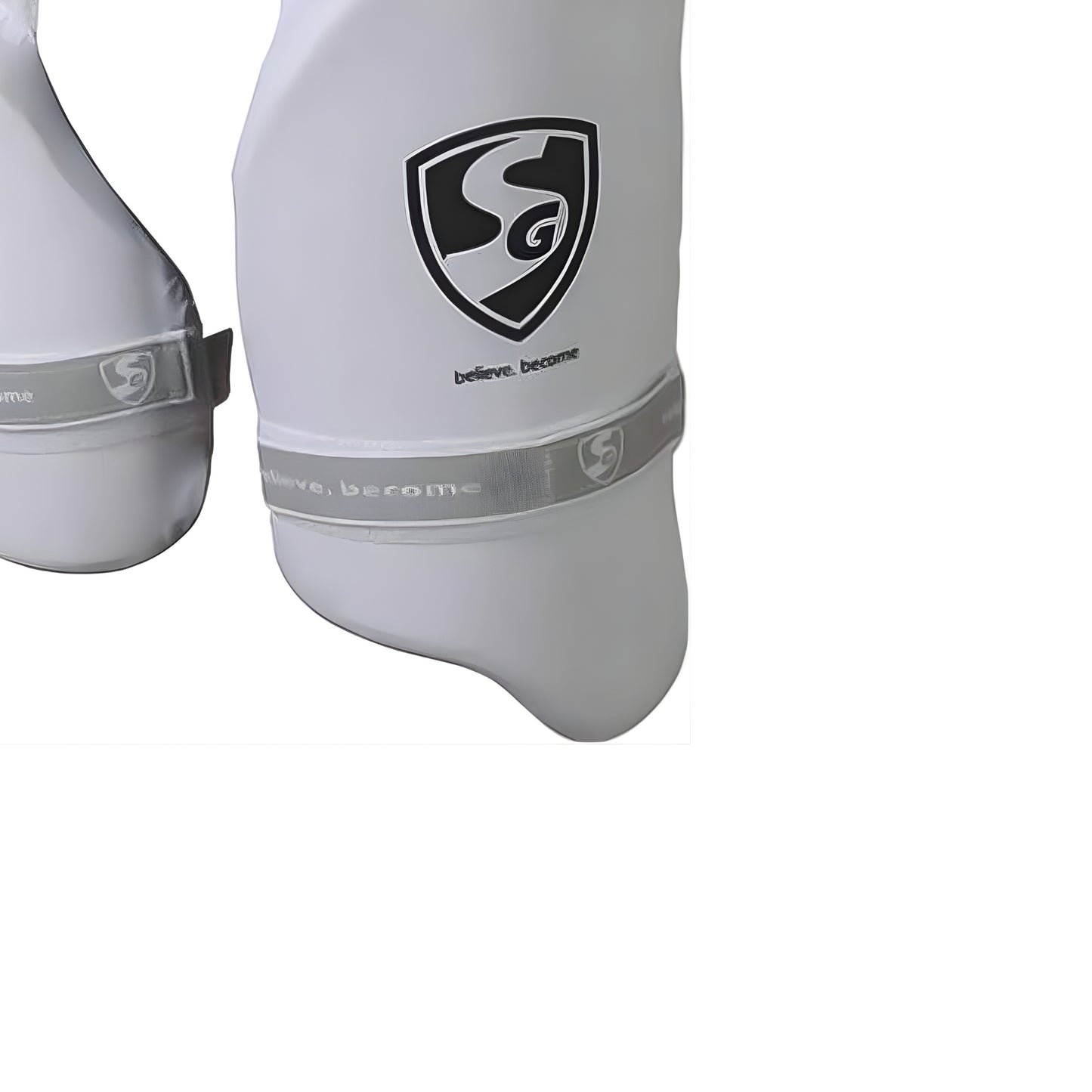 SG Ultimate Combo Thigh Guard | White | Men RH | Polyester | Men | Customised Adjustment | Thigh & Inner Thigh Guard | Comfort-Fit Elasticated Straps | Fully Adjustable | Secure Fit