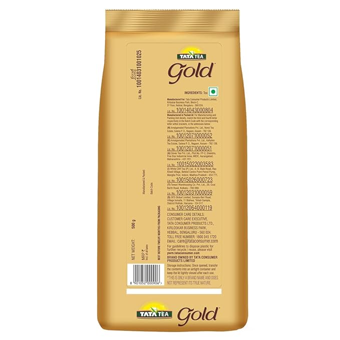 Tata Tea Gold | 500g Pouch | Rich Aroma and Smooth Taste Black Tea – Perfect for Chai or Plain Tea