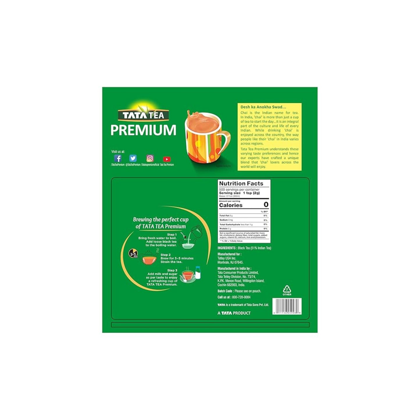 Tata Tea Premium | Loose Leaf Black Tea | 1kg Pack | Rich and Aromatic Indian Tea – Perfect for Chai or Plain Tea