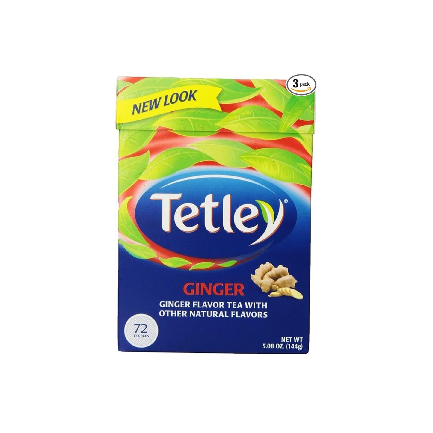 Tetley Ginger Tea 72 Tea Bags per Pack (Pack of 3) | Warm and Soothing Ginger-Infused Black Tea – Caffeine Beverage for Anytime Comfort