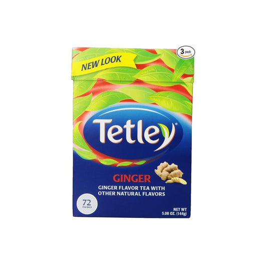 Tetley Ginger Tea 72 Tea Bags per Pack (Pack of 3) | Warm and Soothing Ginger-Infused Black Tea – Caffeine Beverage for Anytime Comfort
