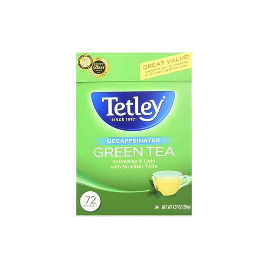 Tetley Green Tea Decaffeinated 72 Tea Bags (4.57oz) | Smooth and Refreshing Green Tea – Caffeine-Free Herbal Drink | Antioxidant-Rich Wellness Tea