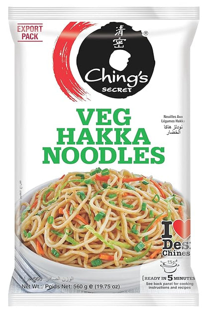 Ching's Secret Veg Hakka Noodles | 21.2oz (600g) Pack | Authentic Indo-Chinese Style Plain Noodles – Perfect for Stir-Fries and Street-Style Recipes
