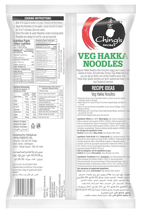 Ching's Secret Veg Hakka Noodles | 21.2oz (600g) Pack | Authentic Indo-Chinese Style Plain Noodles – Perfect for Stir-Fries and Street-Style Recipes