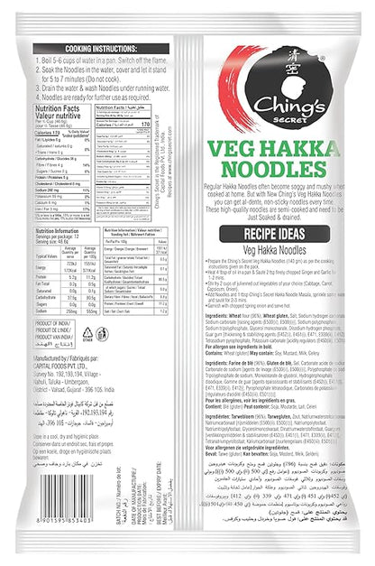 Ching's Secret Veg Hakka Noodles | 21.2oz (600g) Pack | Authentic Indo-Chinese Style Plain Noodles – Perfect for Stir-Fries and Street-Style Recipes