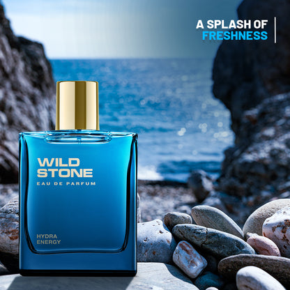 Wild Stone Hydra Energy Long Lasting Perfume Spray for Men | Eau de Parfum (EDP) | 100 ml / 3.4 Fl oz | Refreshing Fragrances for Modern Man | Citrus & Aquatic Freshness | Gift-Ready