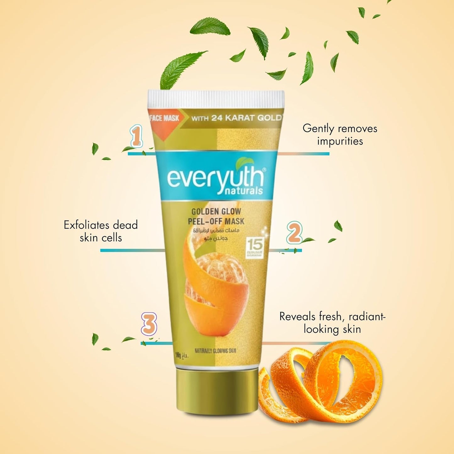 Everyuth Peel Off Face Mask for Glowing Skin, Golden Glow Facial Mask with Natural Extracts, Deep Cleansing & Brightening, 150g (Pack of 2)
