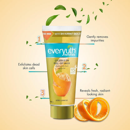 Everyuth Peel Off Face Mask for Glowing Skin, Golden Glow Facial Mask with Natural Extracts, Deep Cleansing & Brightening, 150g (Pack of 2)