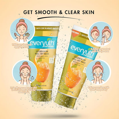 Everyuth Peel Off Face Mask for Glowing Skin, Golden Glow Facial Mask with Natural Extracts, Deep Cleansing & Brightening, 150g (Pack of 2)
