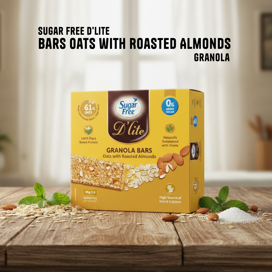 Sugar Free D’lite Granola Bars Oats with Roasted Almonds 180g (30g x 6 pieces) (Pack of 3)
