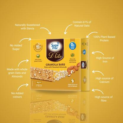 Sugar Free D’lite Granola Bars Oats with Roasted Almonds 180g (30g x 6 pieces) (Pack of 3)