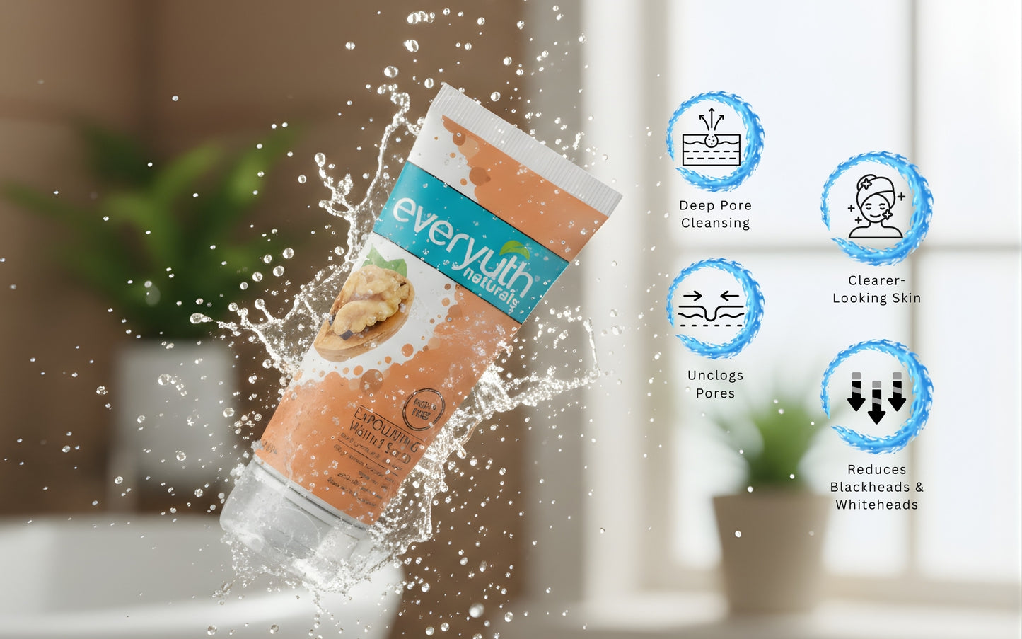 Walnut Face Scrub for Deep Exfoliation, Natural Walnut Granules for Smooth & Clear Skin, Gentle Daily Facial Scrub, 150g (Pack of 2)