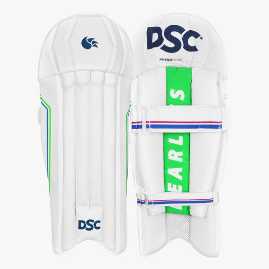 DSC Intense Shoc Cricket Wicket Keeping Legguard | Color: White | Material: PVC | for Men & Boys | Mesh Instep | Highly Comfortable | Perfect Fitted | Low Density Foam in The Bolsters