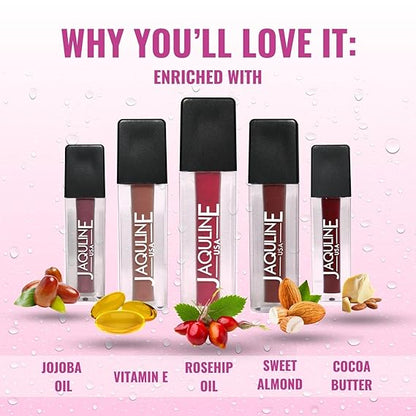 USA Pout Power Set of 5 Liquid Matte Lipsticks | Long-Lasting, Smudge-Proof & Highly Pigmented Shades – Comfortable All-Day Wear
