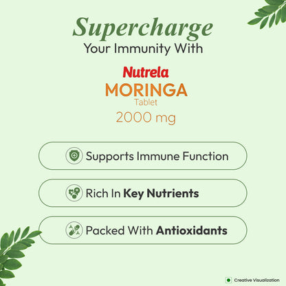 patanjali Nutrela Moringa Tablets 2000 mg | Natural Superfood Supplement for Energy, Immunity & Daily Wellness | 120 Vegetarian Tablets