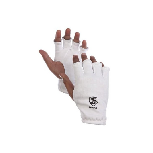 SG Campus Inner Gloves for Batting | White | One Size | Cotton | Men | Highly Absorbent Fabric | Cut Fingers for Better Grip | Comfortable Fit | Ideal for Cricket | Breathable Design